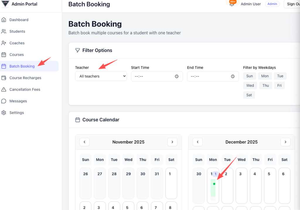 Batch Booking Step 1