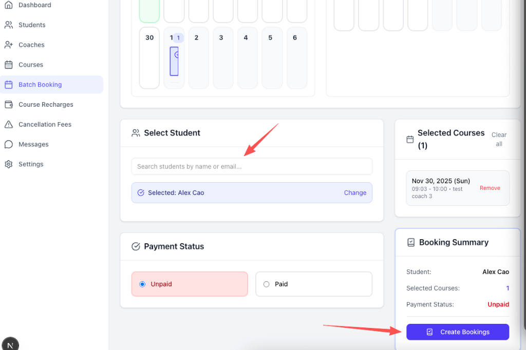 Batch Booking Step 2