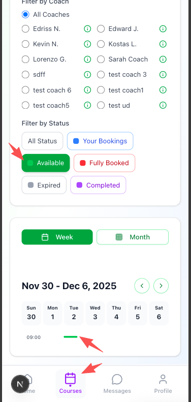 Select Available Course